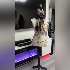 Marc Jacobs 100% Cashmere Plaid Scarf – Beige, Black, Gray & Dark Red unisex